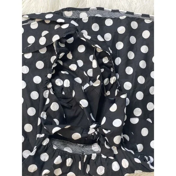 Women's Hell Bunny Black Polkadot Retro Pin Up Halter Dress EUC Size Small - Picture 6 of 8